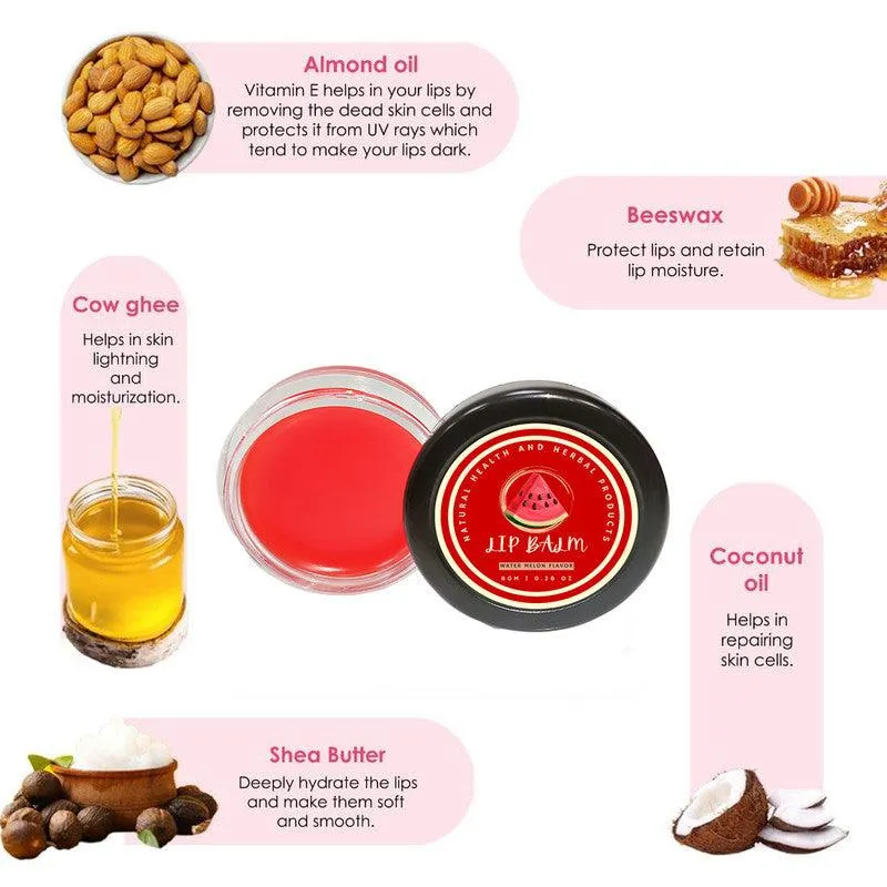 Natural Health and Herbal products Tropical Water-Melon Bliss Lip Balm Moisturize Refresh Bright Lips long lasting 12 Hrs Miniaturization, Long Lasting, Romantic, Kissable, Smooth Enriched, Care- 8g