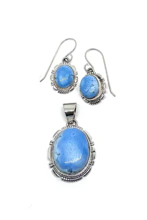 Navajo Larry Yazzie Golden Hills Turquoise Pendant and Earrings Set