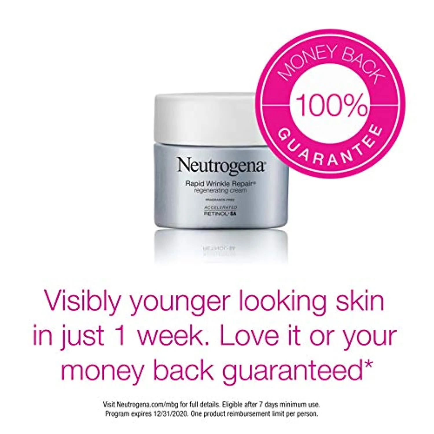 Neutrogena Rapid Wrinkle Repair Hyaluronic Acid Retinol Cream, Anti Wrinkle Cream, Face Moisturizer, Neck Cream & Dark Spot Remover for Face - Day & Night Cream with Hyaluronic Acid & Retinol, 1.7 oz