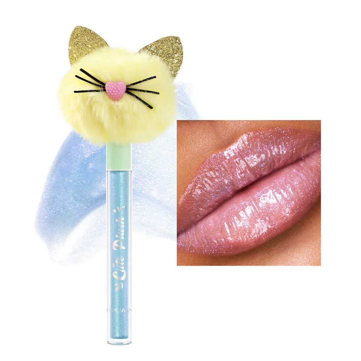 New Pearl Gloss Cat Head Furry Polarized Lip Glaze Moisturizing Lip Gloss