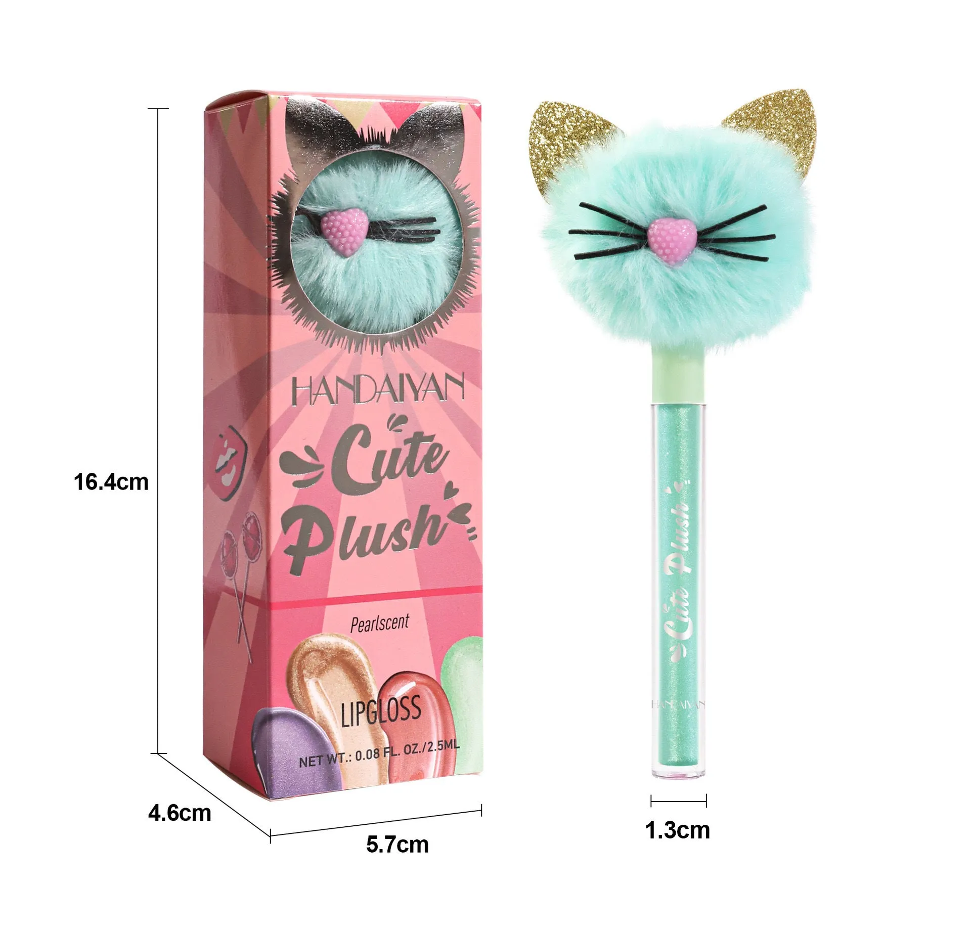 New Pearl Gloss Cat Head Furry Polarized Lip Glaze Moisturizing Lip Gloss