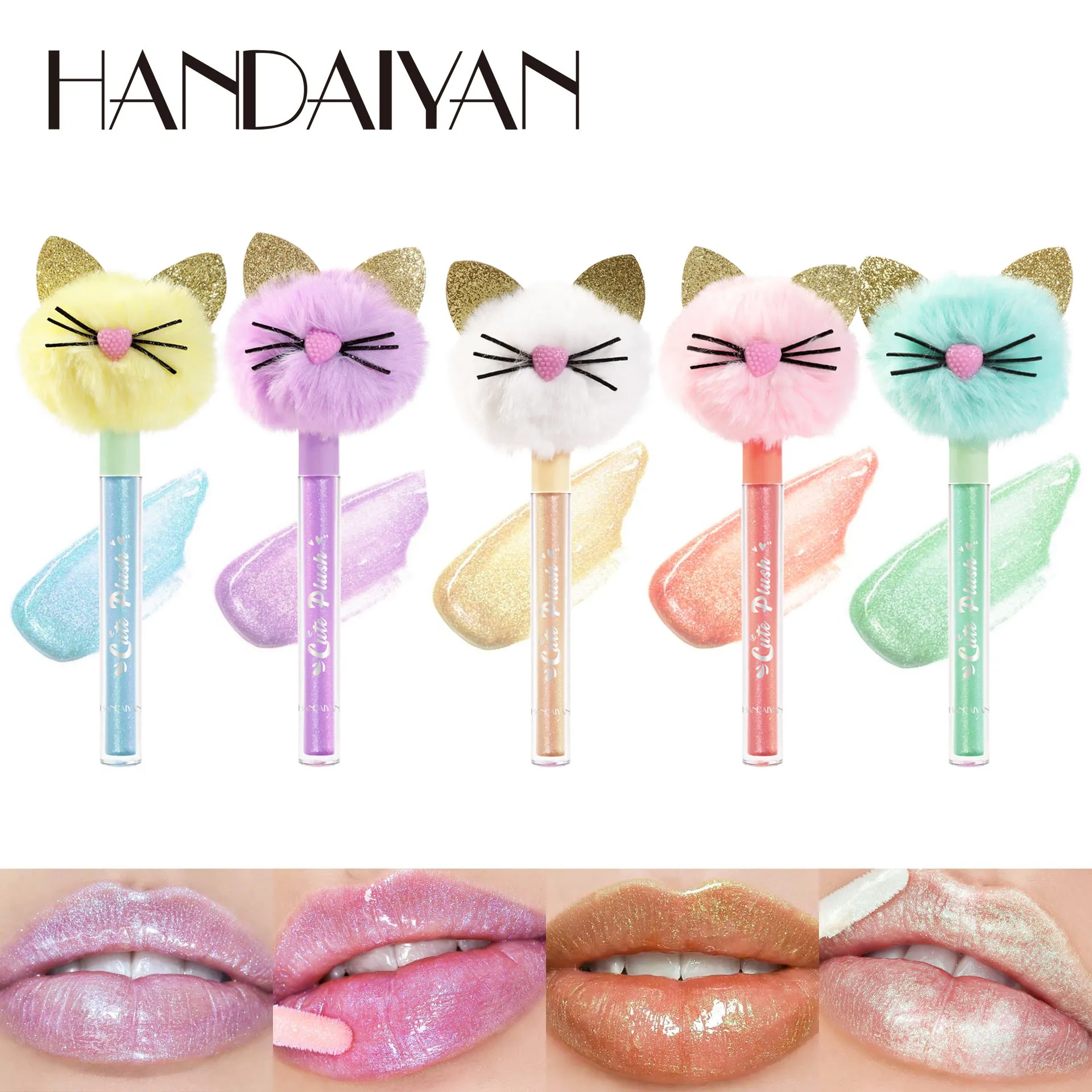 New Pearl Gloss Cat Head Furry Polarized Lip Glaze Moisturizing Lip Gloss