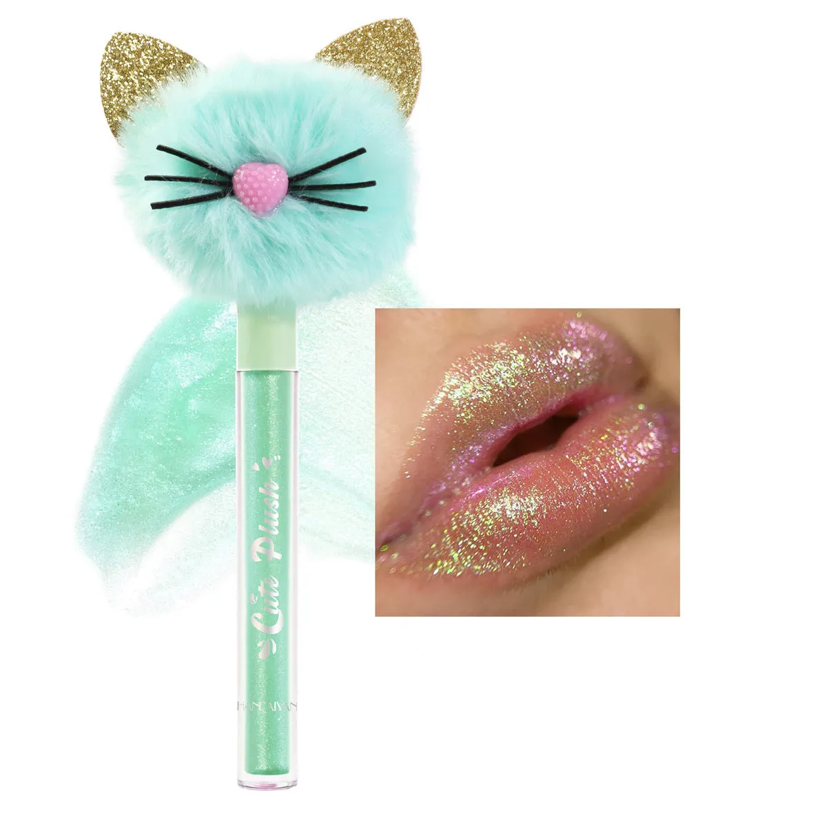 New Pearl Gloss Cat Head Furry Polarized Lip Glaze Moisturizing Lip Gloss