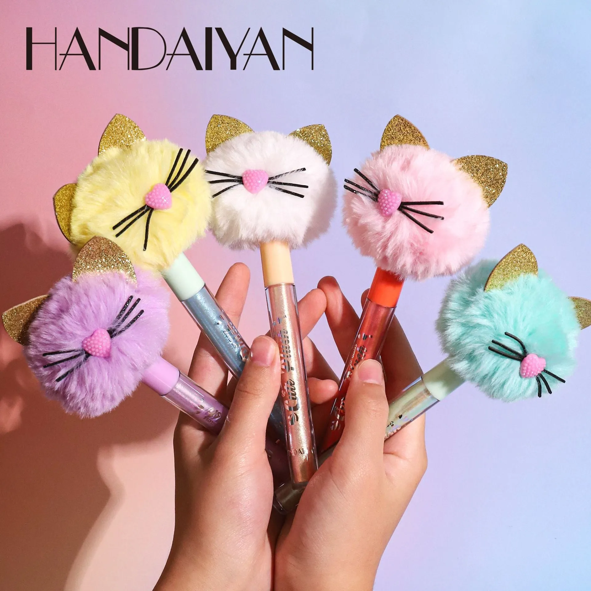 New Pearl Gloss Cat Head Furry Polarized Lip Glaze Moisturizing Lip Gloss