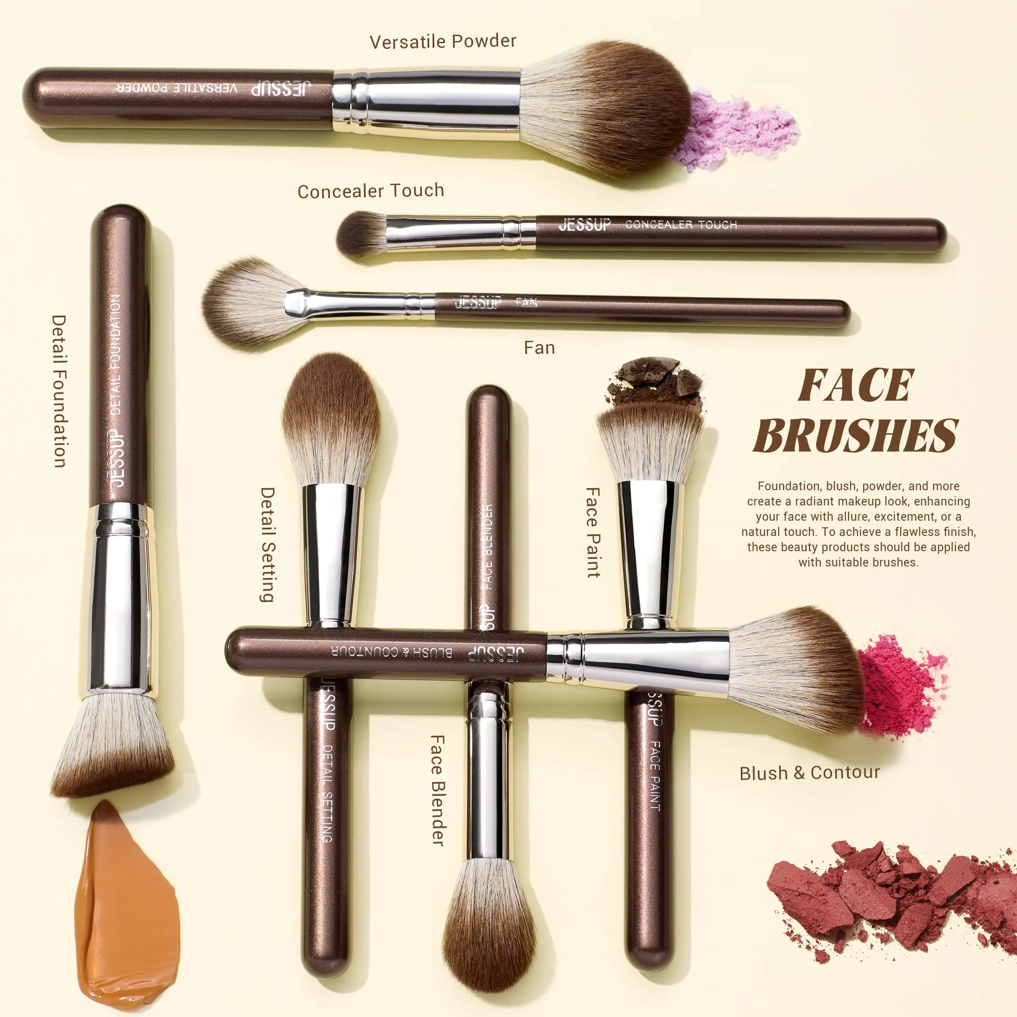(NEW) Professional Makeup Brush Set Full Face Shimmer Brown 25pcs T511
