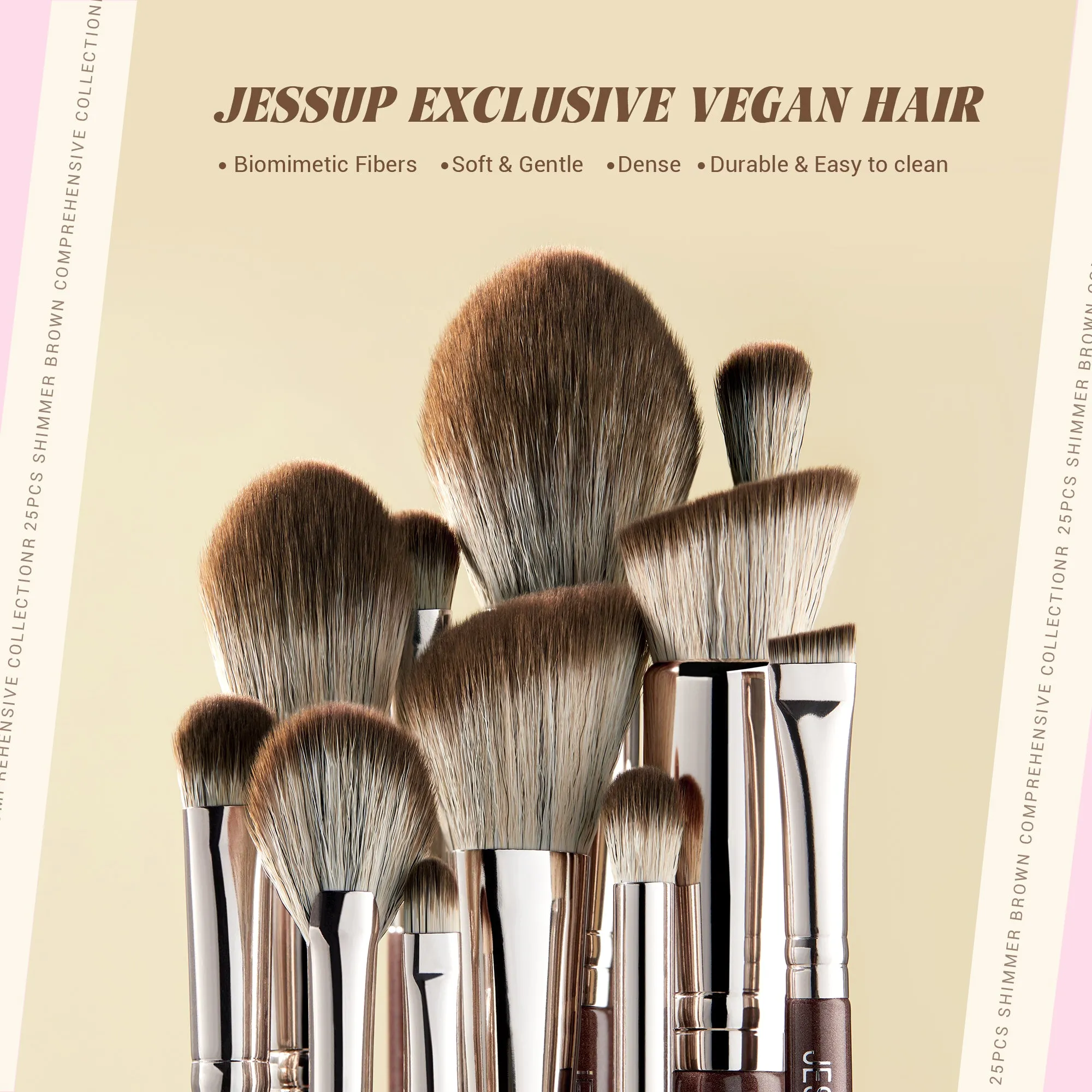 (NEW) Professional Makeup Brush Set Full Face Shimmer Brown 25pcs T511