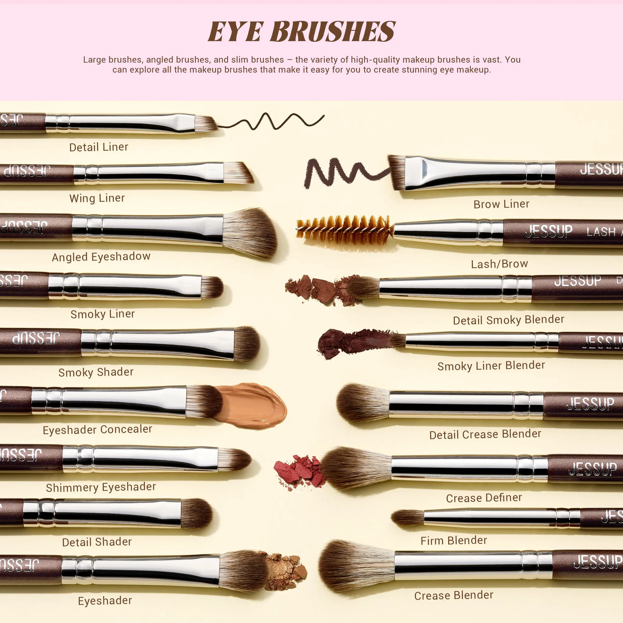 (NEW) Professional Makeup Brush Set Full Face Shimmer Brown 25pcs T511
