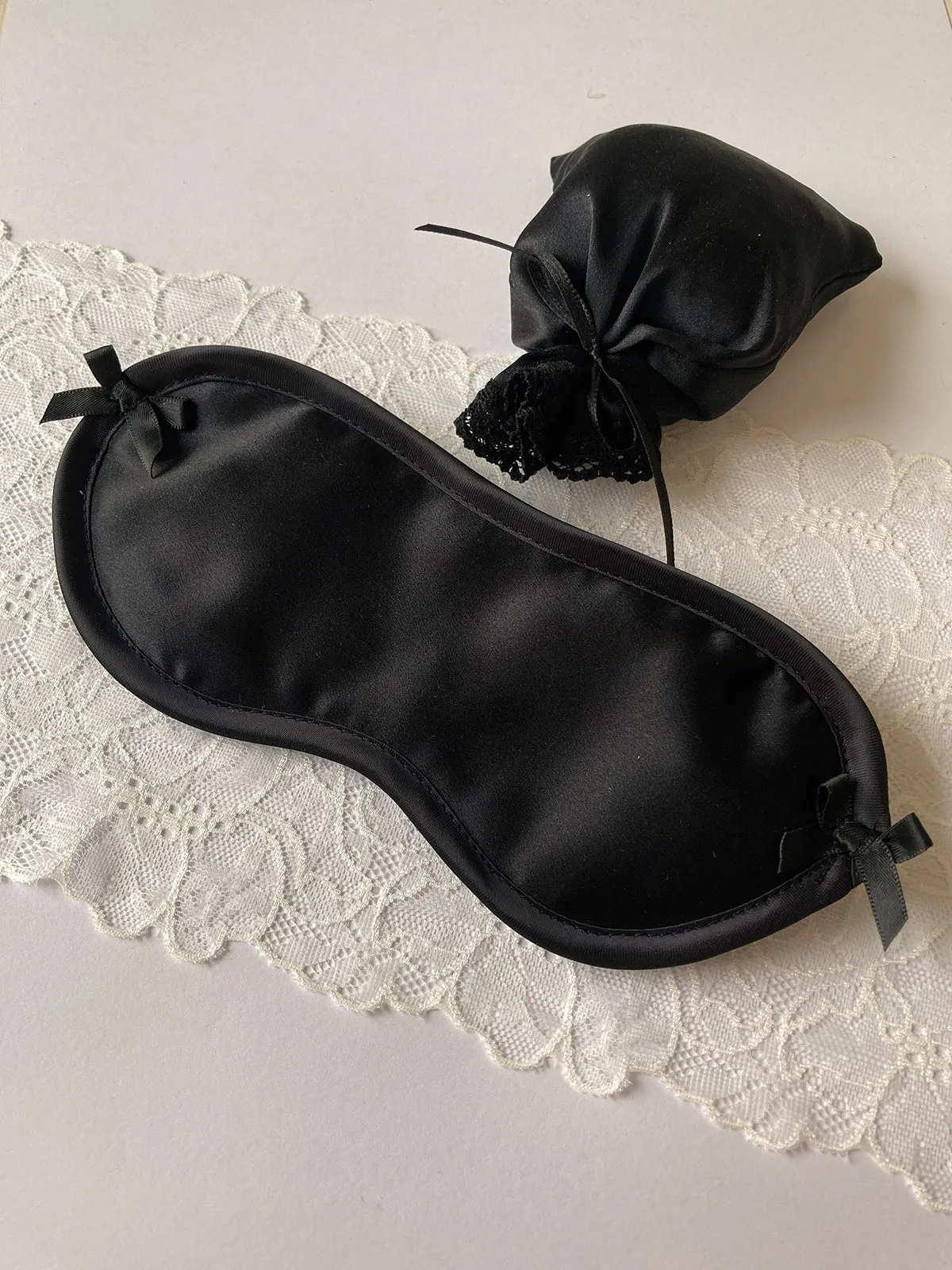 Nina Black Silk Eye Mask Gift Set