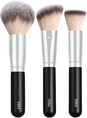 Novobey 3Pcs Makeup Brushes, Foundation Brush & Contour Brush & Powder Brush Premium Makeup Brush for Liquid, Cream, and Powder - Buffing, Blending, and Face Brush