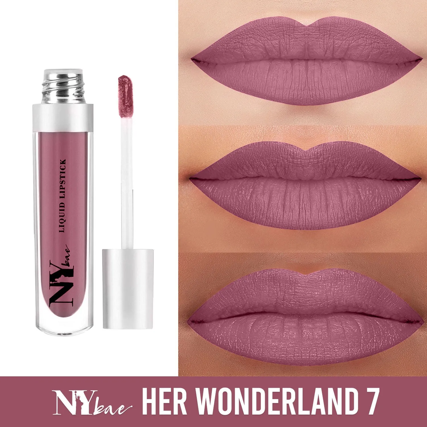NY Bae Confessions of a Lip-a-holic Liquid Lipstick | Primer   Matte | Nude Pink | Long Lasting-Her Wonderland 7 (4.5 ml)