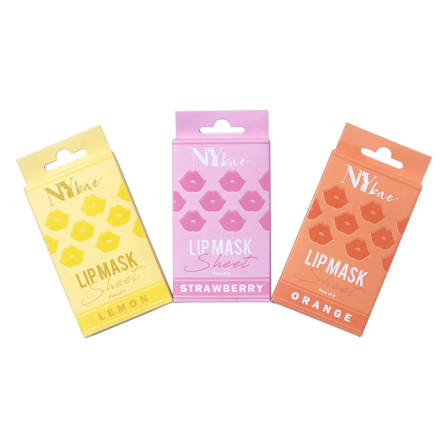 NY Bae Lip Mask Sheet - Pack Of 4 | Plumping | 95 % Natural Ingredients | Instant Hydration | Bio Cellulose Mask | Alcohol Free - Lemon