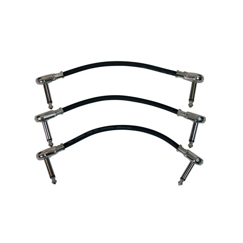 On-Stage PC506B-3PK Patch Cable with Pancake Connectors 3 Pack (Black) - 6"