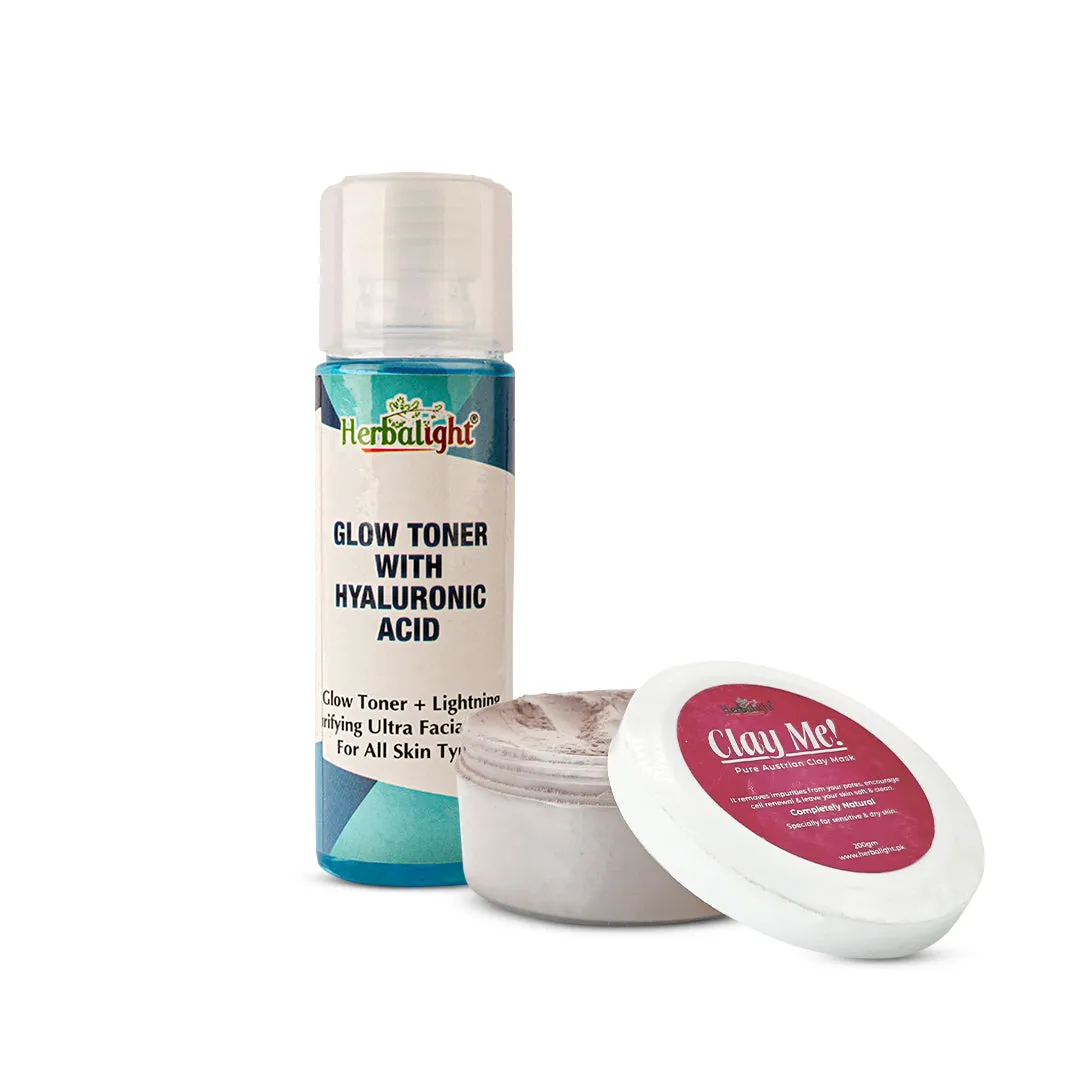 Open Pores Deal - Glow Toner with Hylauronic Acid   Clay Mask