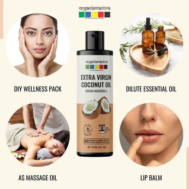 Organix Mantra Extra Virgin Coconut Oil for Hair, Body & Face Nourishment 100% Pure, Natural & Cold Pressed Organic Oil, 120ML