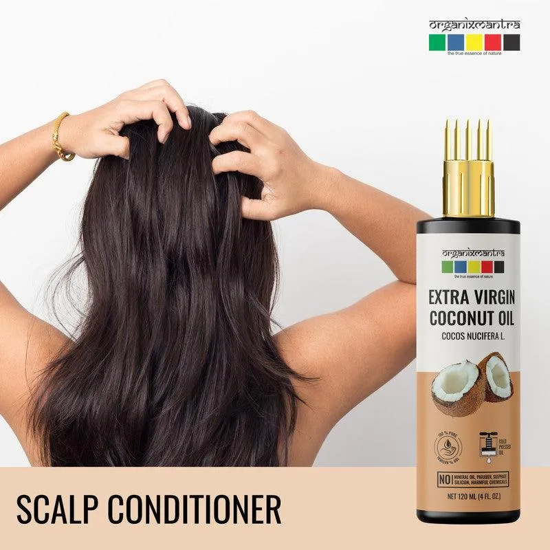 Organix Mantra Extra Virgin Coconut Oil for Hair, Body & Face Nourishment 100% Pure, Natural & Cold Pressed Organic Oil, 120ML