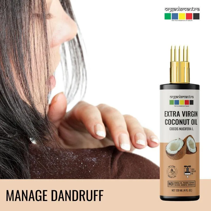 Organix Mantra Extra Virgin Coconut Oil for Hair, Body & Face Nourishment 100% Pure, Natural & Cold Pressed Organic Oil, 120ML