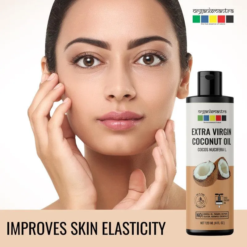 Organix Mantra Extra Virgin Coconut Oil for Hair, Body & Face Nourishment 100% Pure, Natural & Cold Pressed Organic Oil, 120ML