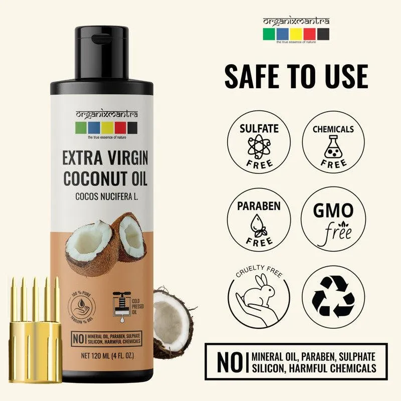 Organix Mantra Extra Virgin Coconut Oil for Hair, Body & Face Nourishment 100% Pure, Natural & Cold Pressed Organic Oil, 120ML