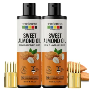 Organix Mantra Sweet Almond Oil for Hair, Body & Face Nourishment 100% Pure, Natural & Cold Pressed Organic Oil, 120ML x 2