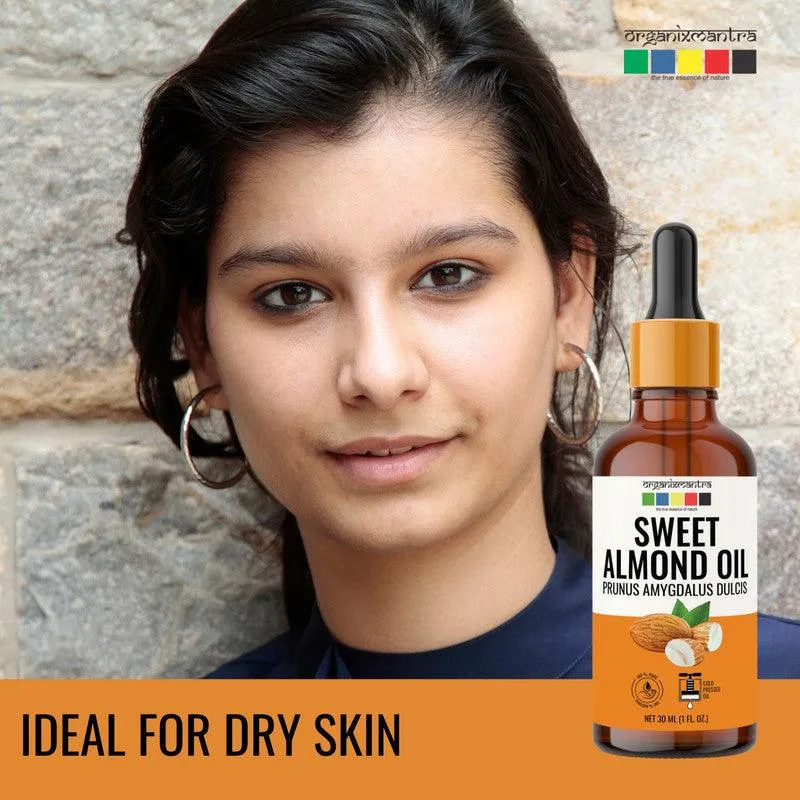 Organix Mantra Sweet Almond Oil for Hair, Body & Face Nourishment 100% Pure, Natural & Cold Pressed Organic Oil, 30ML x 2