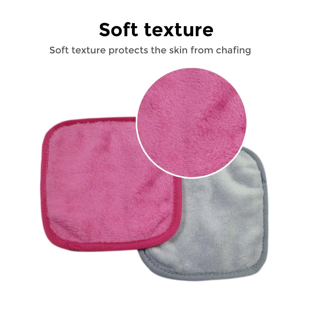 Pack Of 4 - Makeup Remover Cloth Soft Microfiber Reusable Facial Cleansing Towel-  Pink