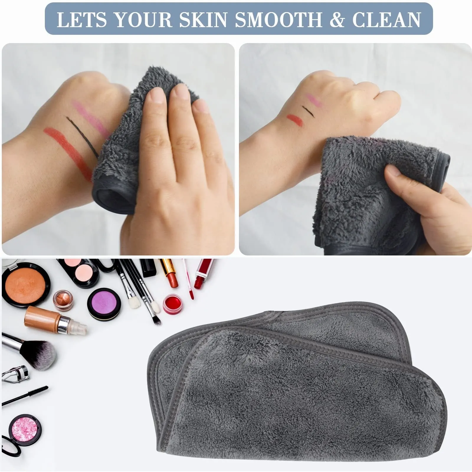Pack Of 4 - Makeup Remover Cloth Soft Microfiber Reusable Facial Cleansing Towel-  Pink