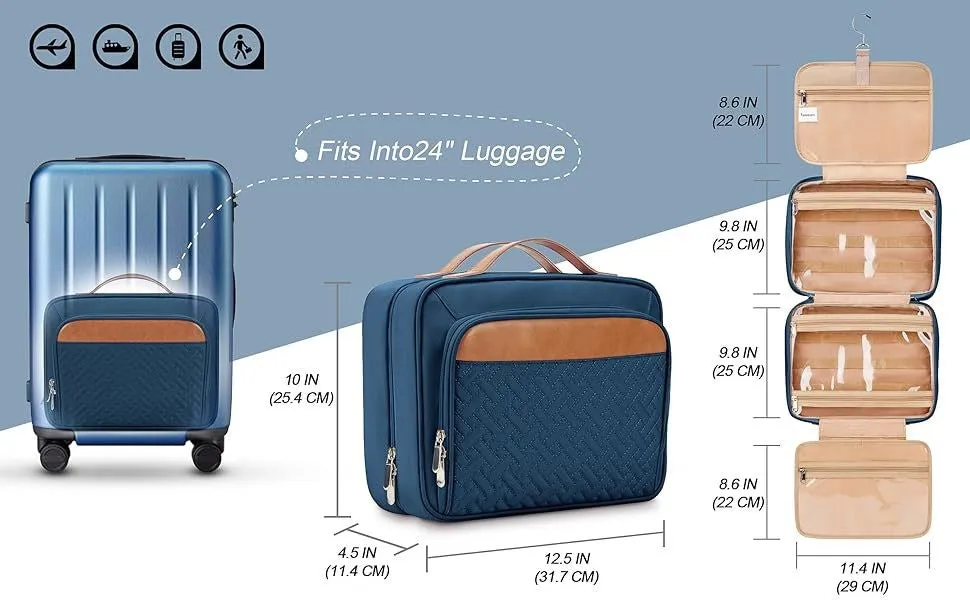 Personalized Travel Makeup Bag Organizer, Hanging Toiletry Bag