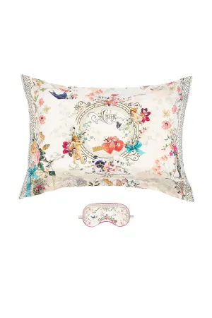 PILLOW CASE AND EYE MASK JARDIN POSTCARDS