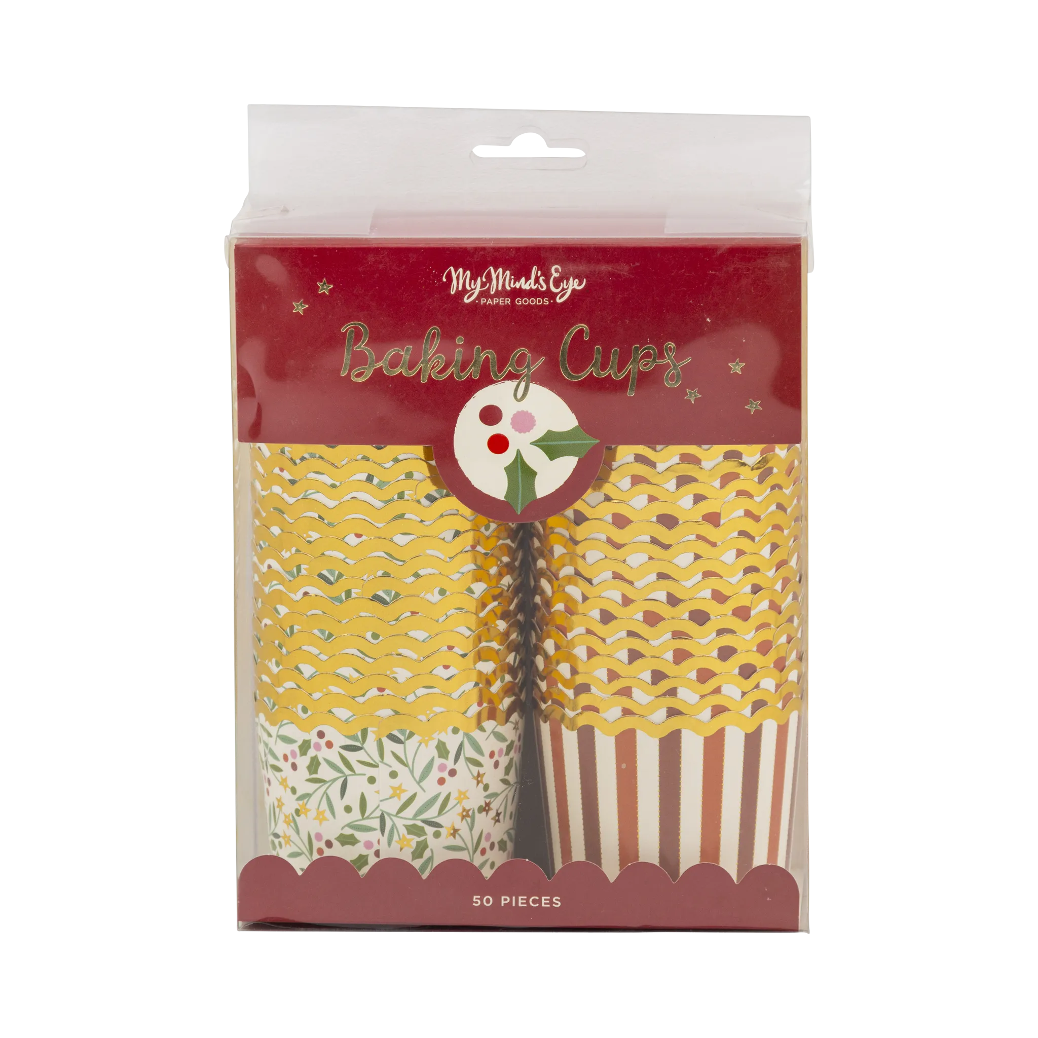 PLCC1850 - Gold Foil Star Floral and Stripe 5 oz Baking Cups