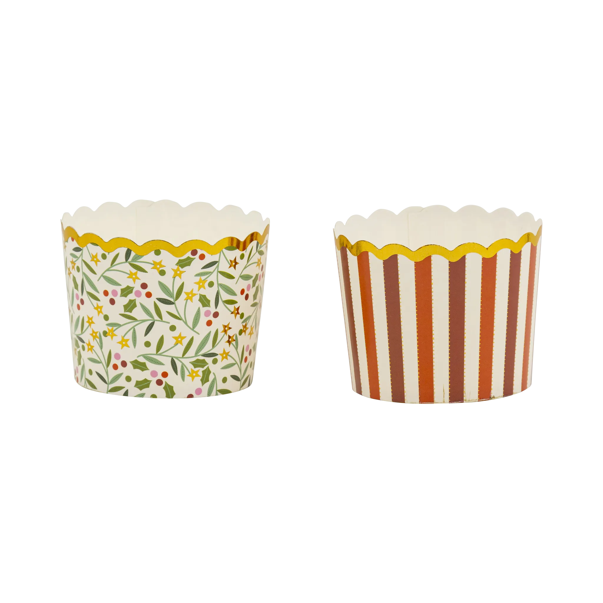 PLCC1850 - Gold Foil Star Floral and Stripe 5 oz Baking Cups
