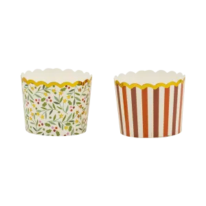 PLCC1850 - Gold Foil Star Floral and Stripe 5 oz Baking Cups