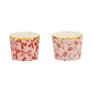 PLCC1851 - Gold Foil Bows on Pink 5 oz Baking Cups