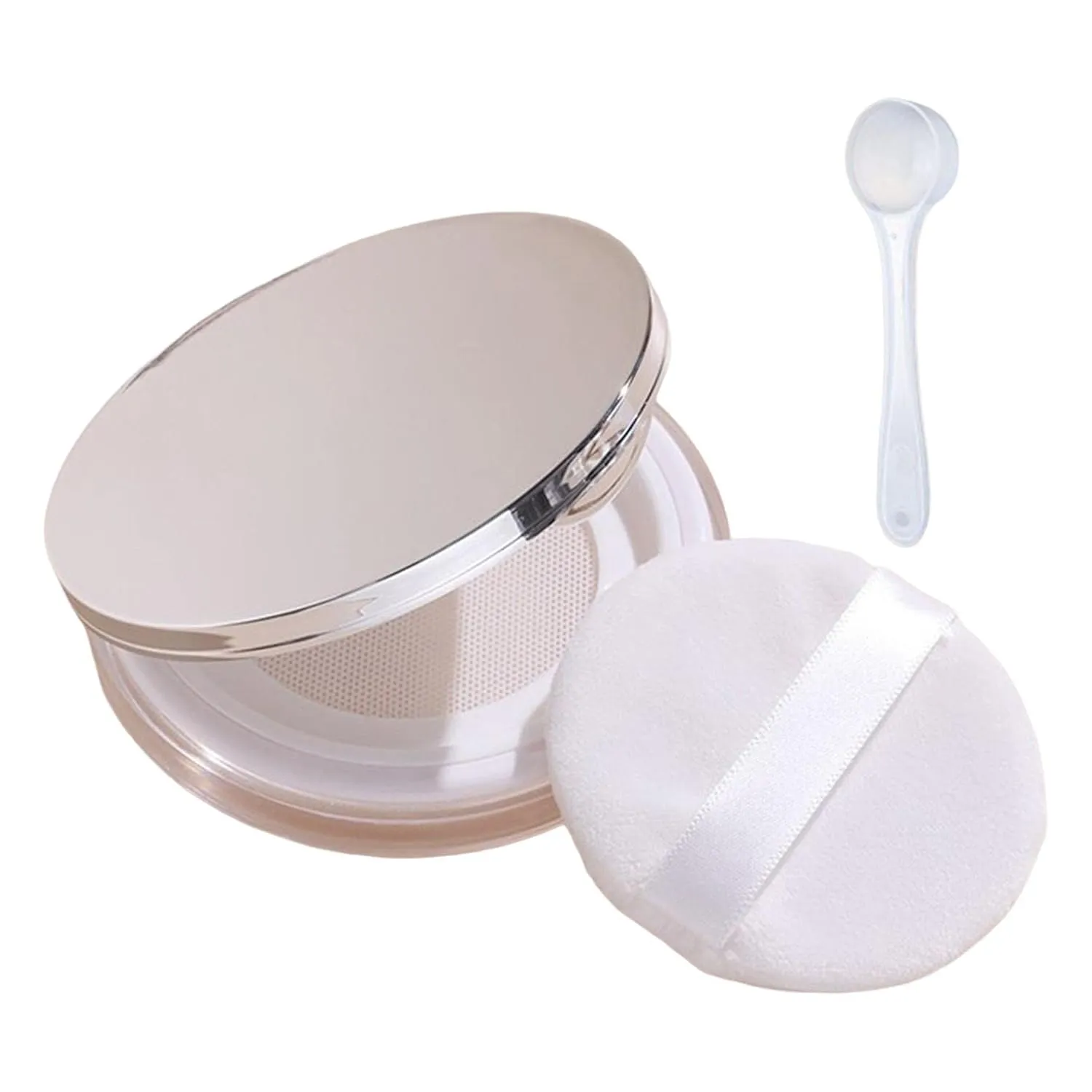 Portable Makeup Powder Case with Compact Design and Accessories, A