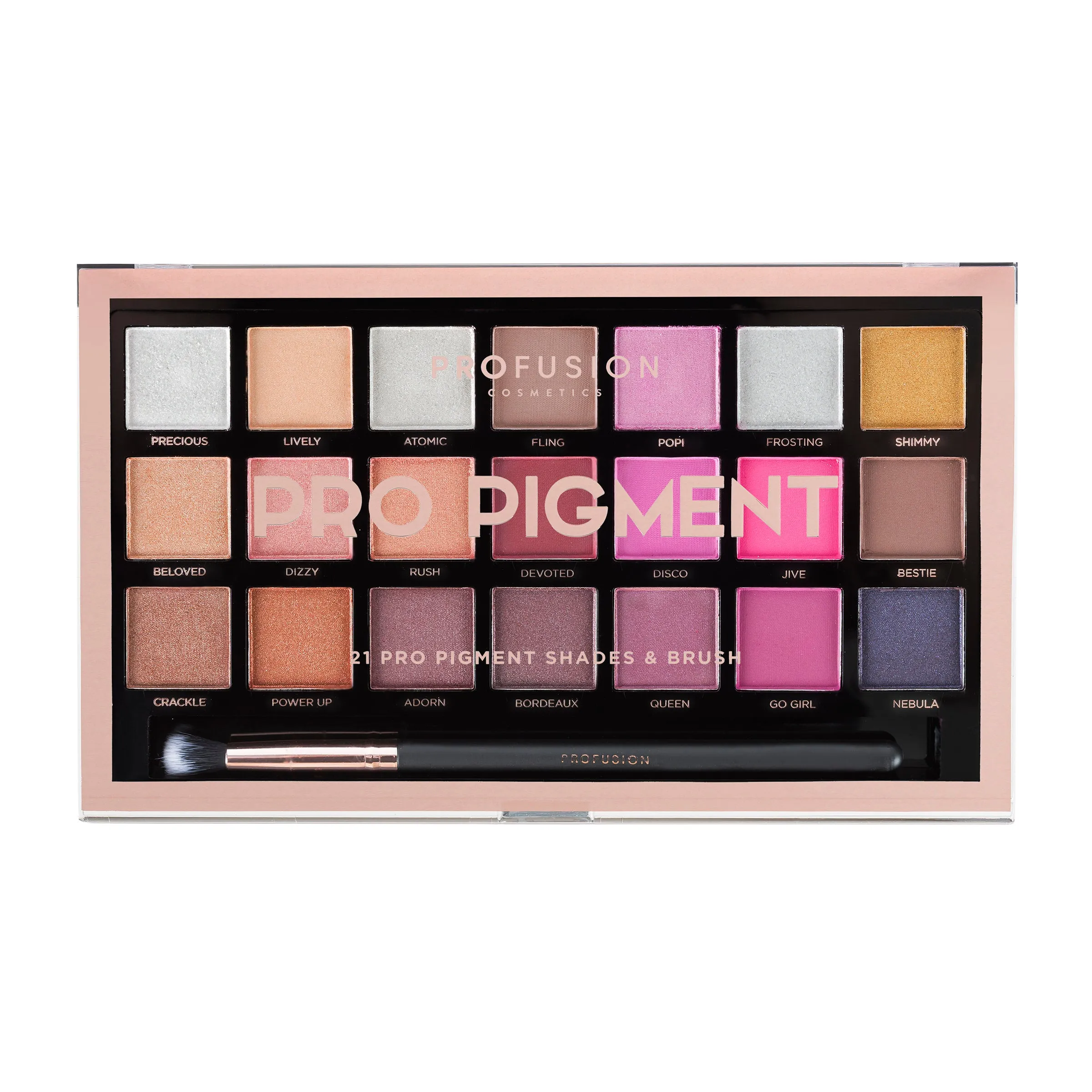 PRO PIGMENT | 21 SHADE EYESHADOW PALETTE & BRUSH
