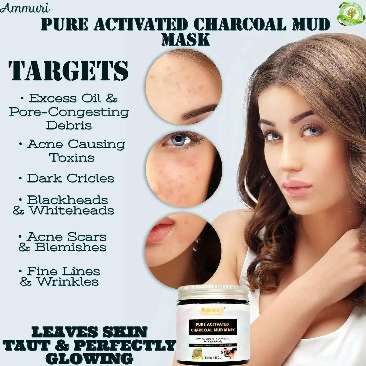 Pure Activated Charcoal Face & Body Mud Mask 250g