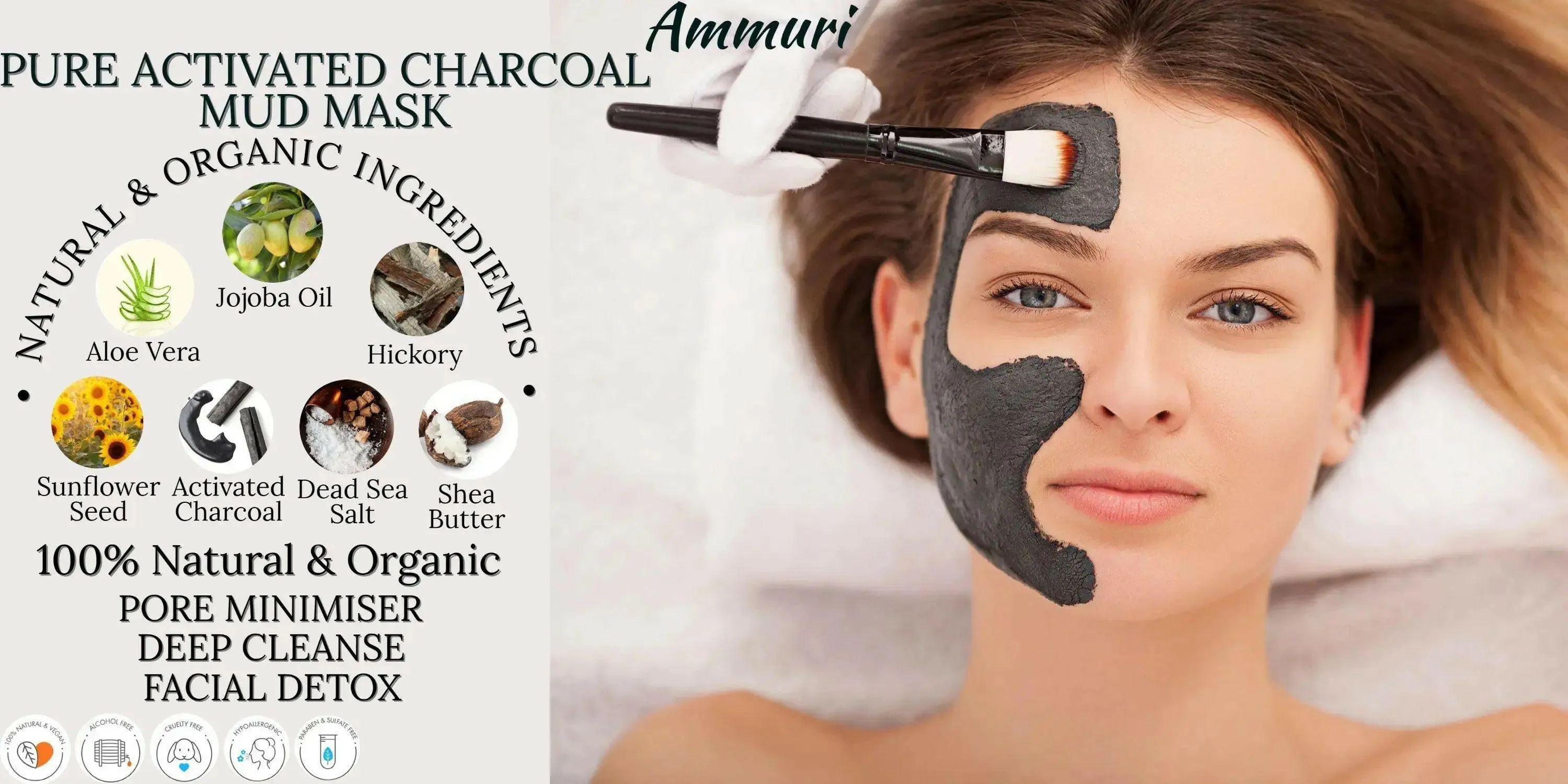 Pure Activated Charcoal Face & Body Mud Mask 250g