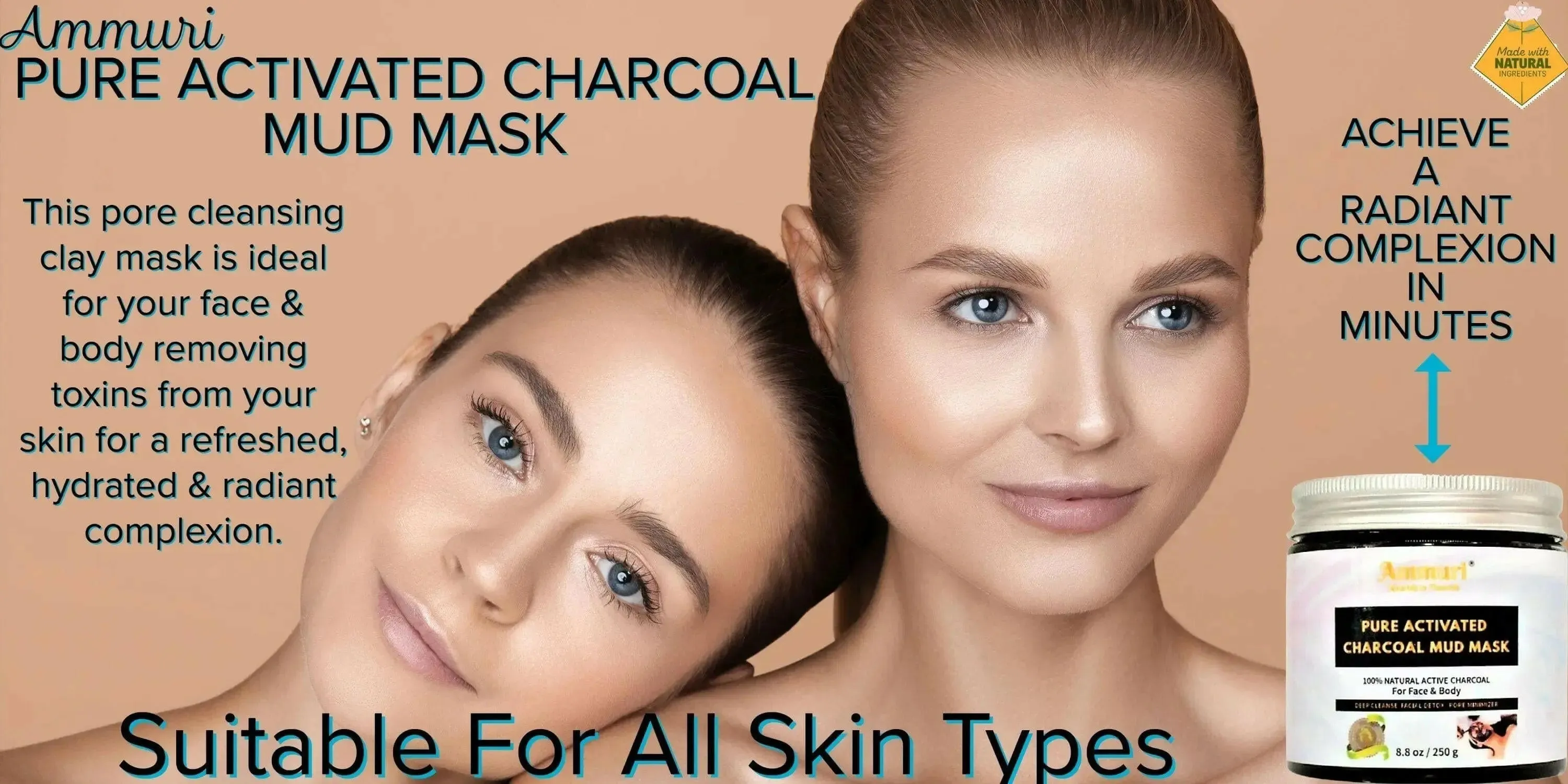Pure Activated Charcoal Face & Body Mud Mask 250g