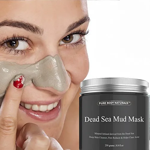 Pure Body Naturals Beauty Dead Sea Mud Mask for Facial Treatment, 250g / 8.8 fl.oz