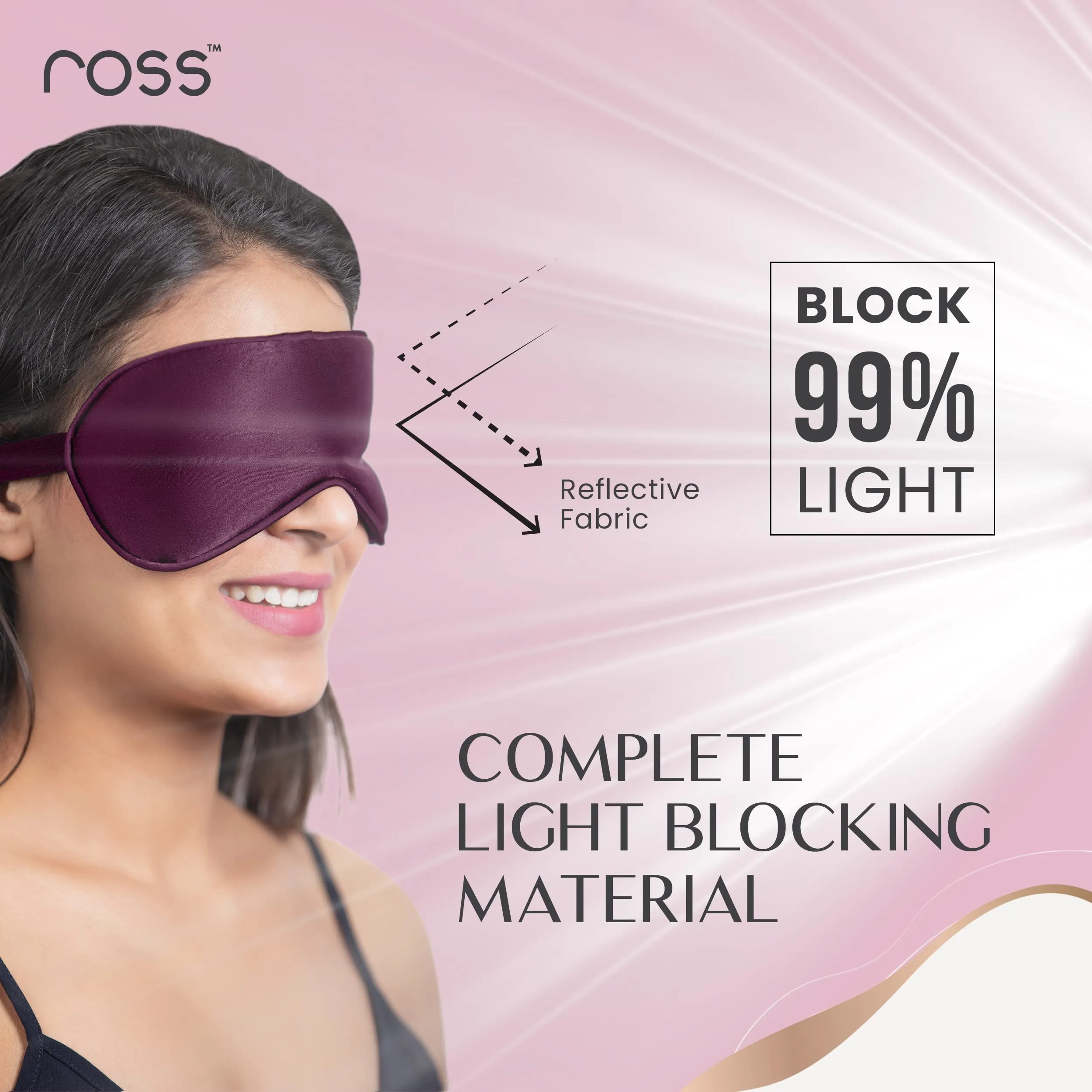 Ross 100% Mulberry Silk Sleep Mask Eye Mask, Super Smooth for Blind Fold (Maroon)