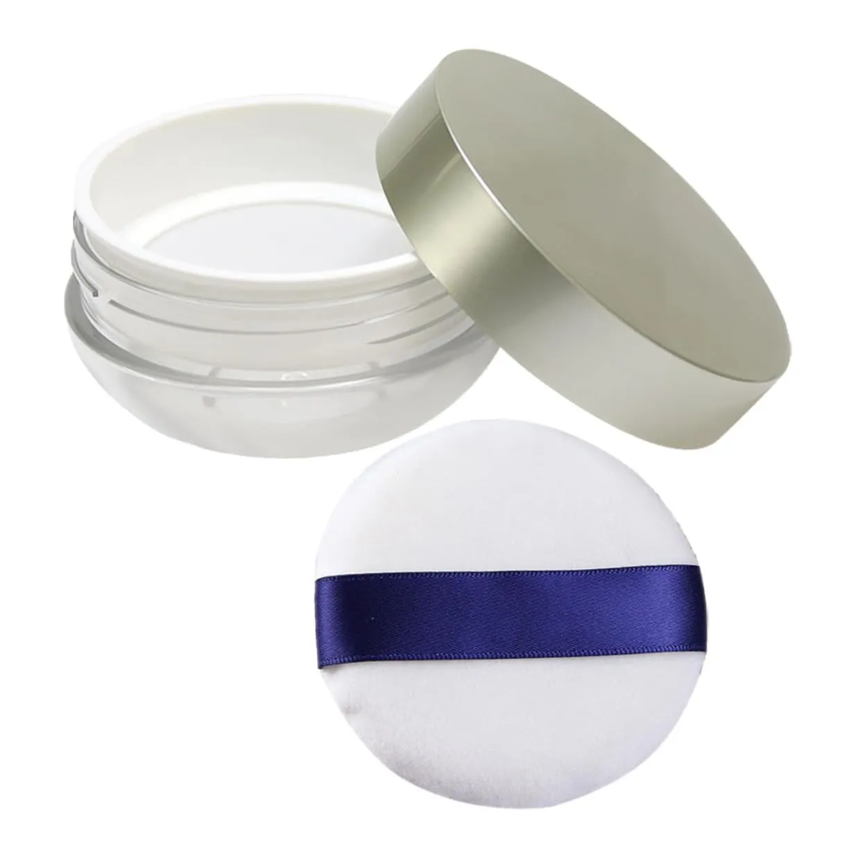 SAFIGLE Abs Flocking Cosmetics Powder Box Elastic Mesh Loose Powder Puff for Diy Makeup Airtight Lid Mini Compact