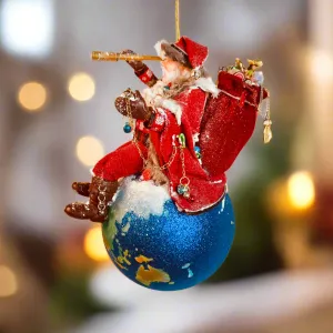 Santa on top of the world on Christmas Eve - Christmas Decoration - Looking through the spyglass - Collect Santa's by Kenfolks