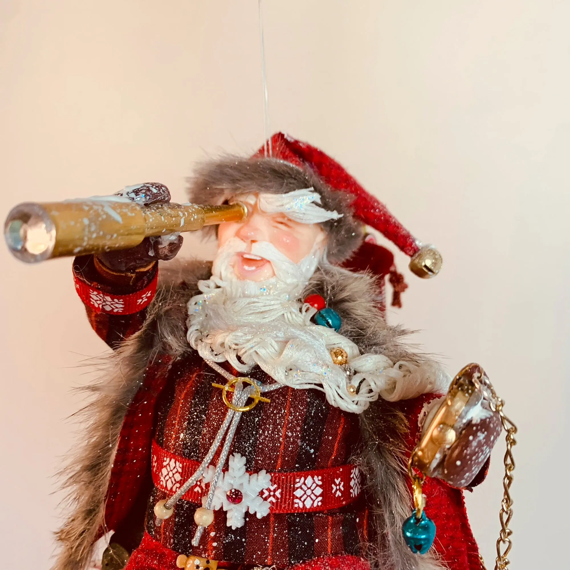 Santa on top of the world on Christmas Eve - Christmas Decoration - Looking through the spyglass - Collect Santa's by Kenfolks