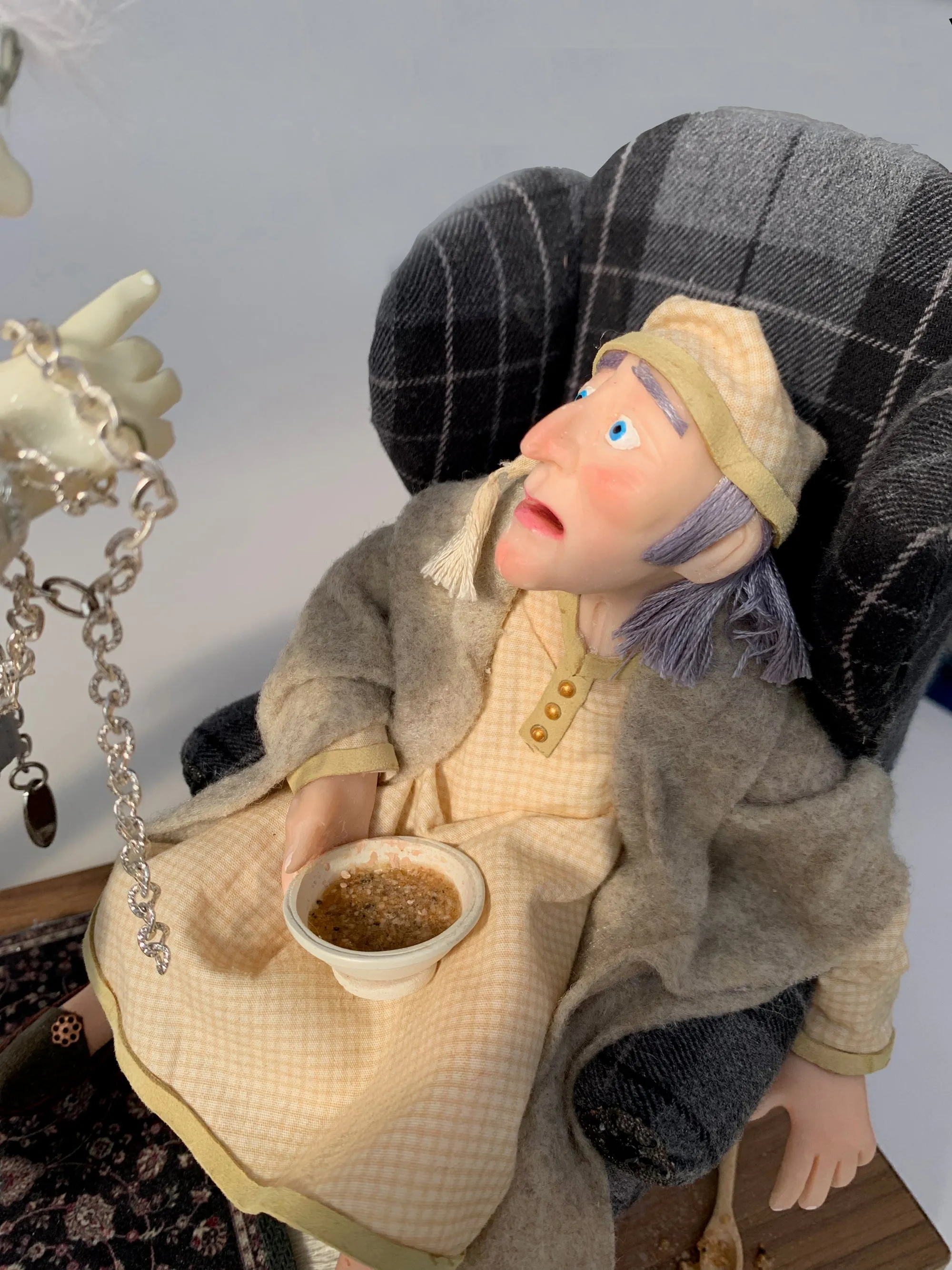 Scrooge and Marley - Marionette - Christmas Ornament - Scrooge is terrified meeting Marley's ghost - Charles Dickens A Christmas Carol by Ken Fedoruk