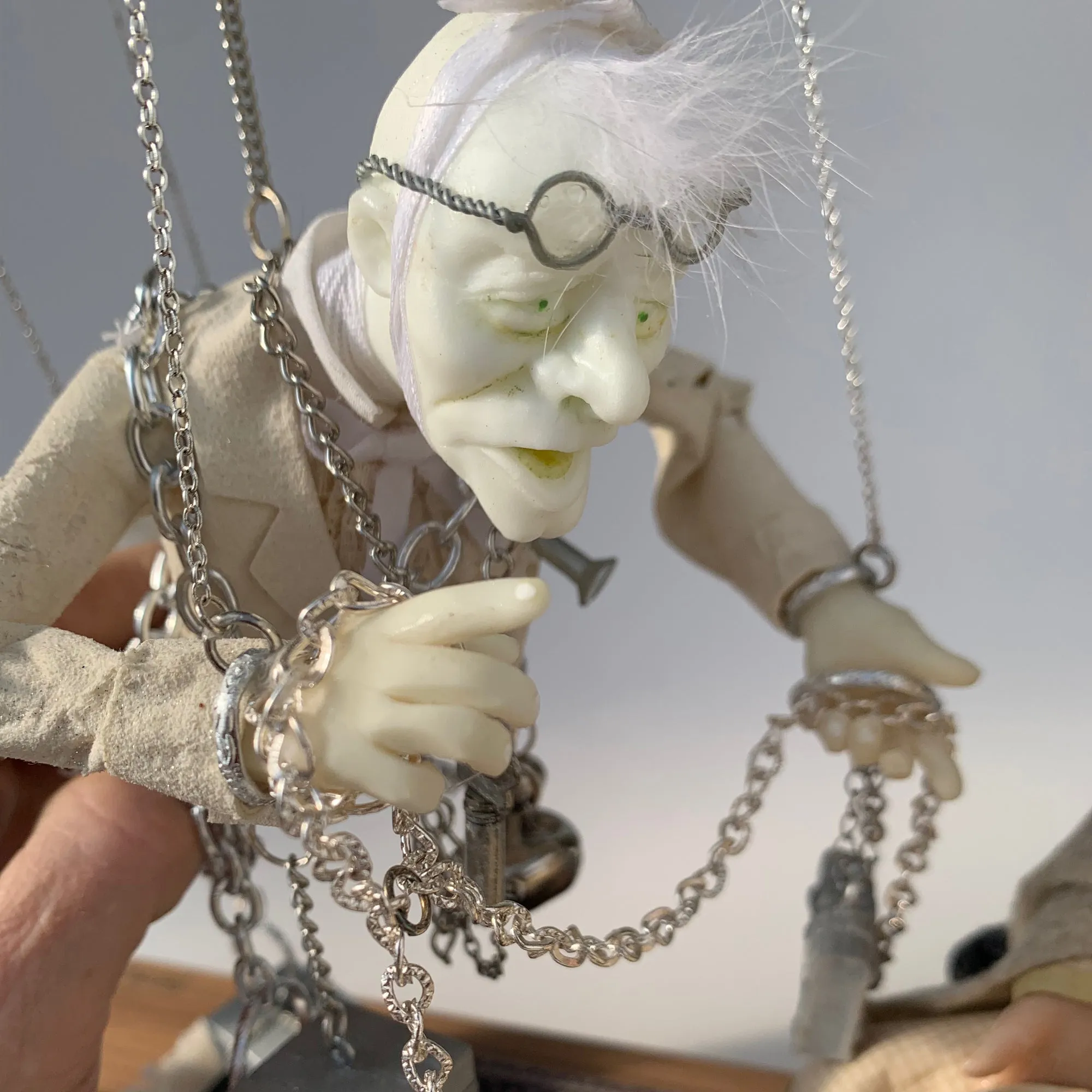 Scrooge and Marley - Marionette - Christmas Ornament - Scrooge is terrified meeting Marley's ghost - Charles Dickens A Christmas Carol by Ken Fedoruk