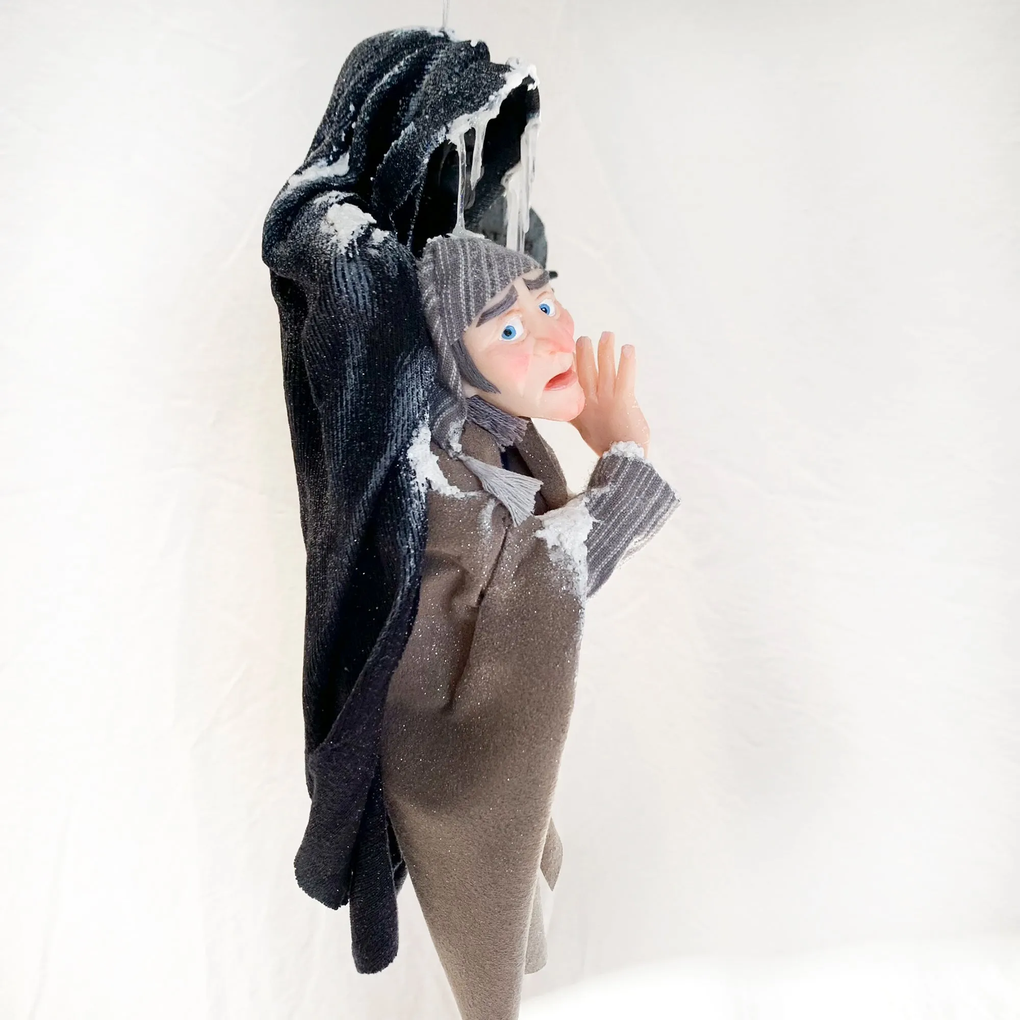 Scrooge and the Ghost of Christmas Future - Charles Dickens Collectable - Tombstone and Lantern - HandmadeSculpture