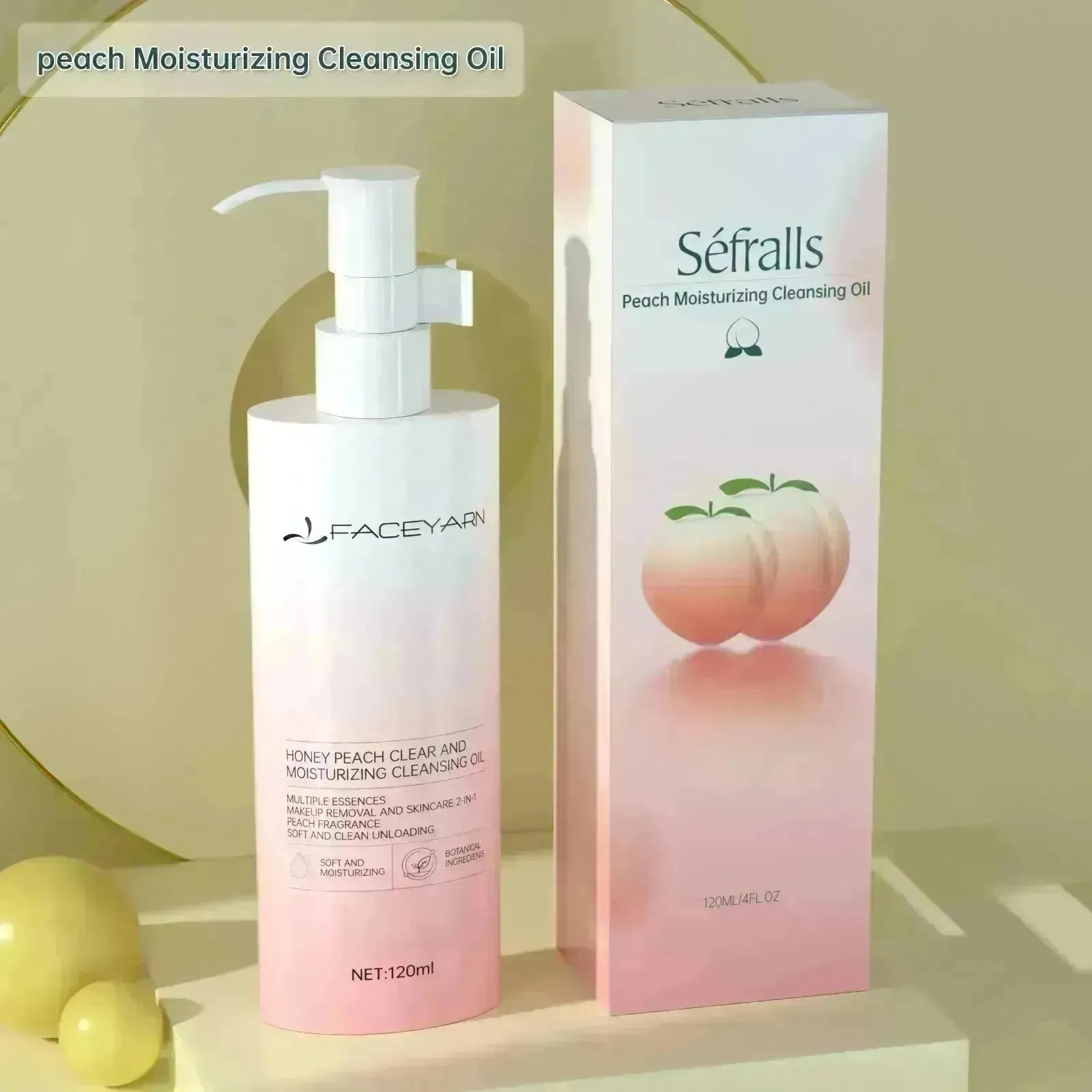 Sefralls Peach Moisturizing Cleansing Oil Natural Ingredients Makeup Removal Oil With Hydrating Jojoba 120ml