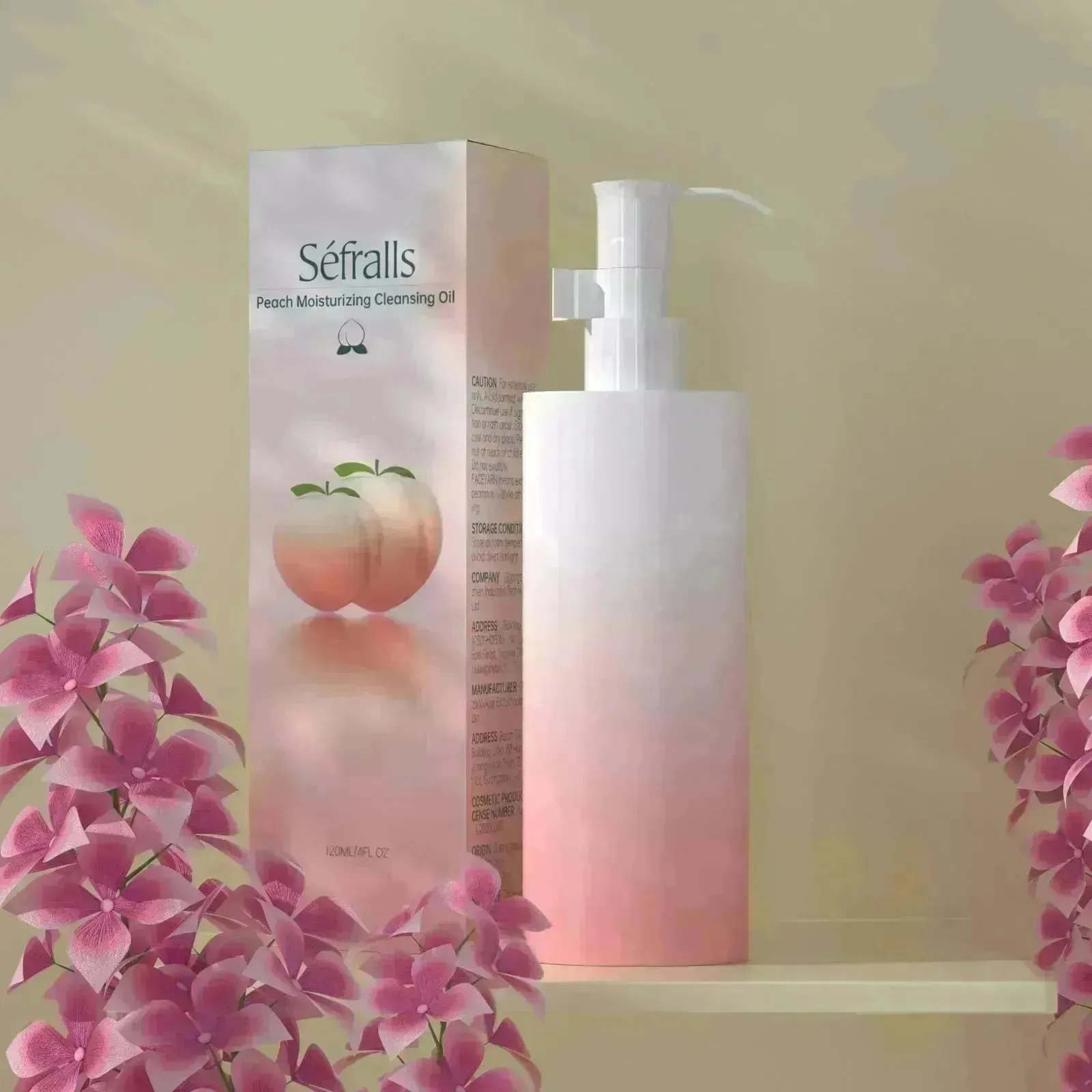 Sefralls Peach Moisturizing Cleansing Oil Natural Ingredients Makeup Removal Oil With Hydrating Jojoba 120ml