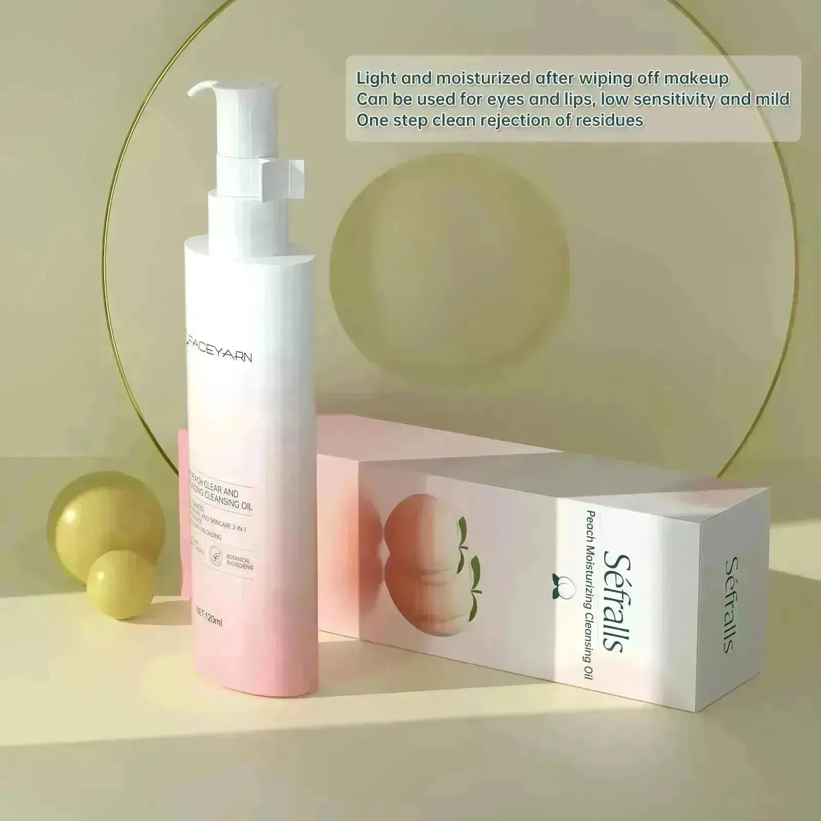 Sefralls Peach Moisturizing Cleansing Oil Natural Ingredients Makeup Removal Oil With Hydrating Jojoba 120ml