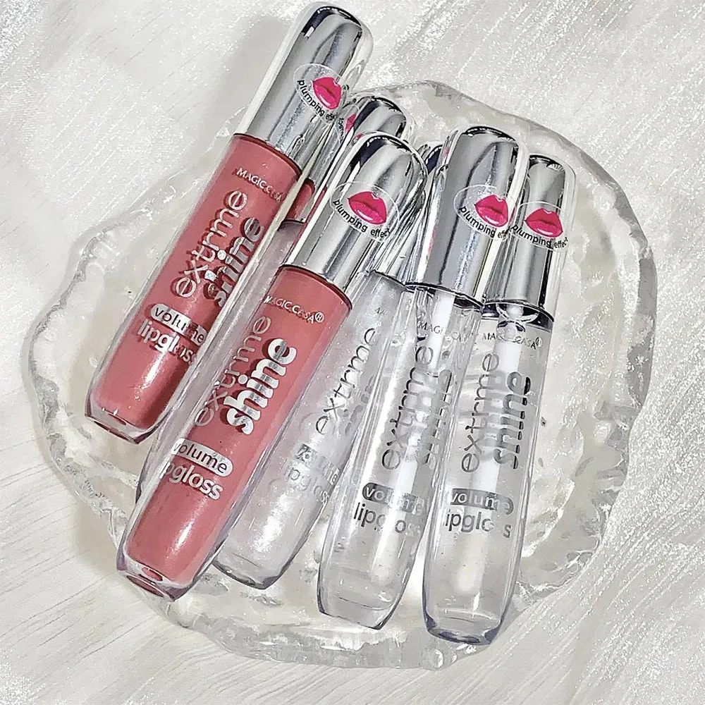 Shiny Lip Gloss with Mirror - Water Glossy Lip Glaze, Lasting Liquid Lipstick, Clear Glitter Primer, Aqua Glowing Lip Oil. Cosmetics