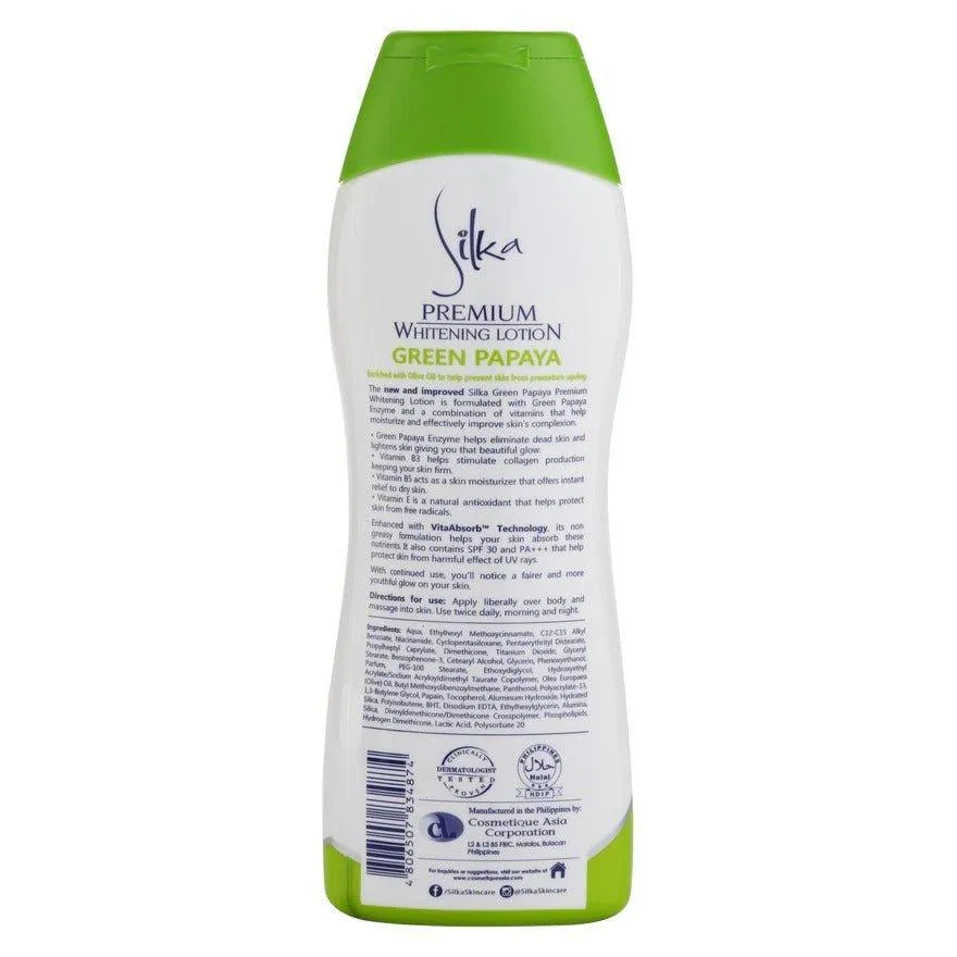 Silka Whitening Lotion Green Papaya With Olive Oil SPF30 - 200ml
